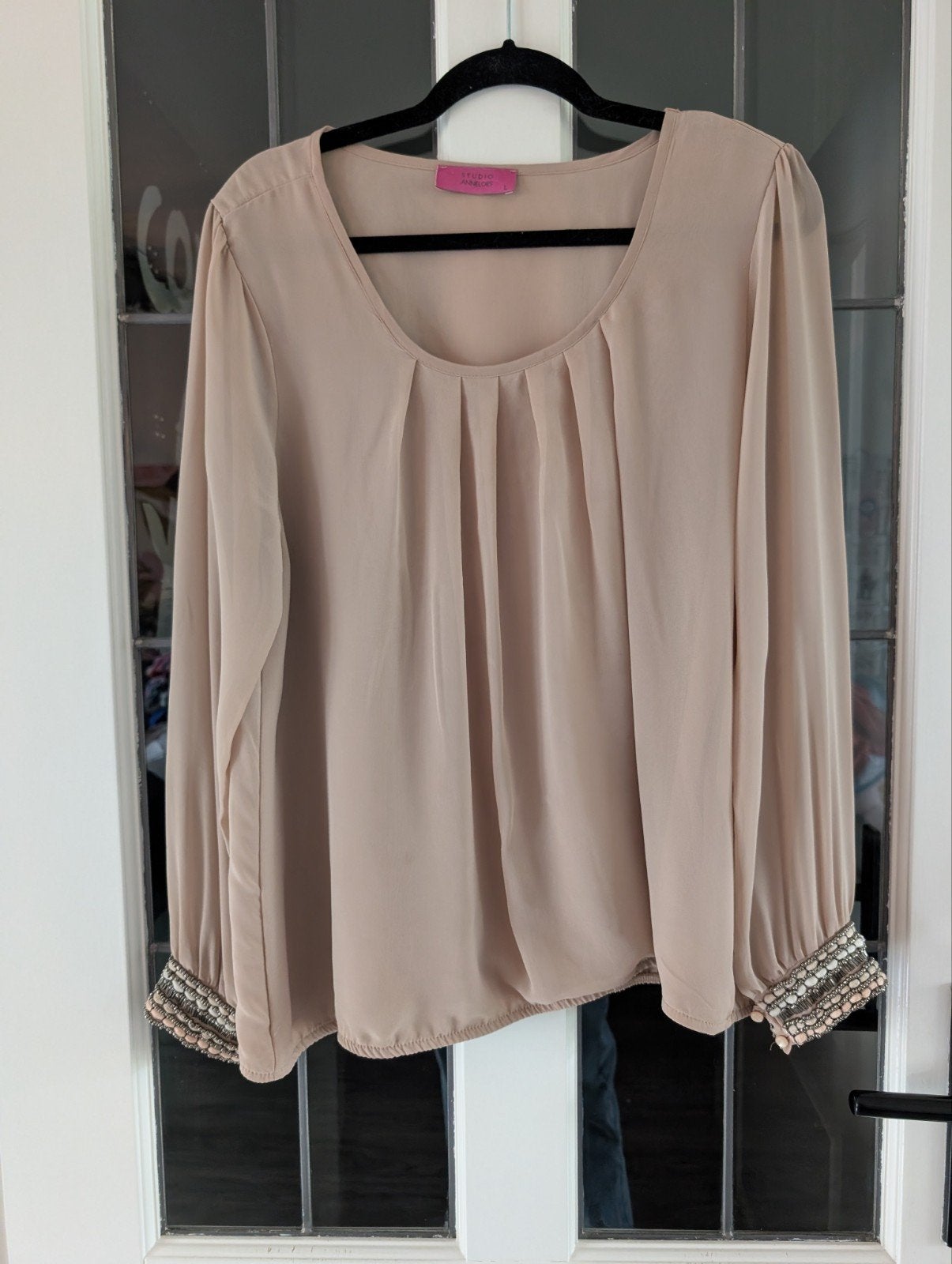 Studio Anneloes blouse maat L met kraaltjes, Studio Anneloes, Beige, Maat 42/44 (L), Ophalen of Verzenden