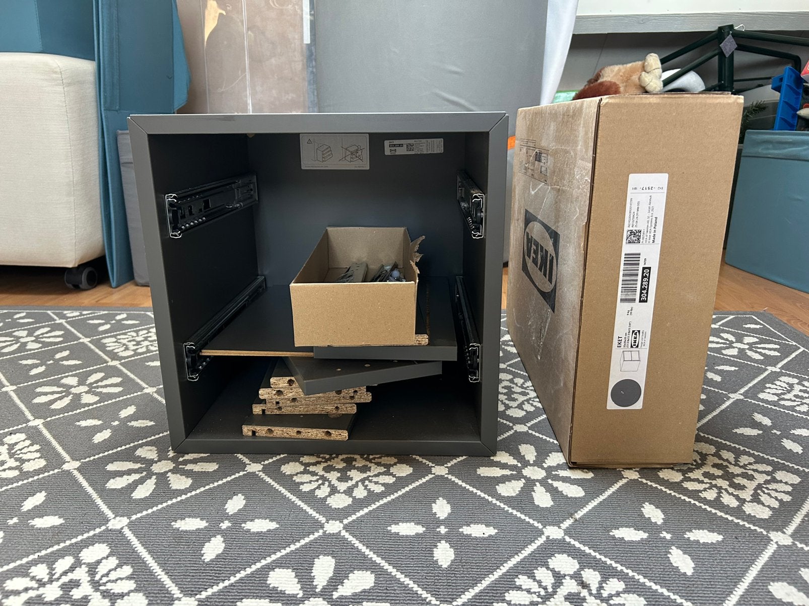 Tweemaal nieuw nachtkastje Ikea Eket antraciet, Ophalen, Minder dan 45 cm, Nieuw, Minder dan 55 cm