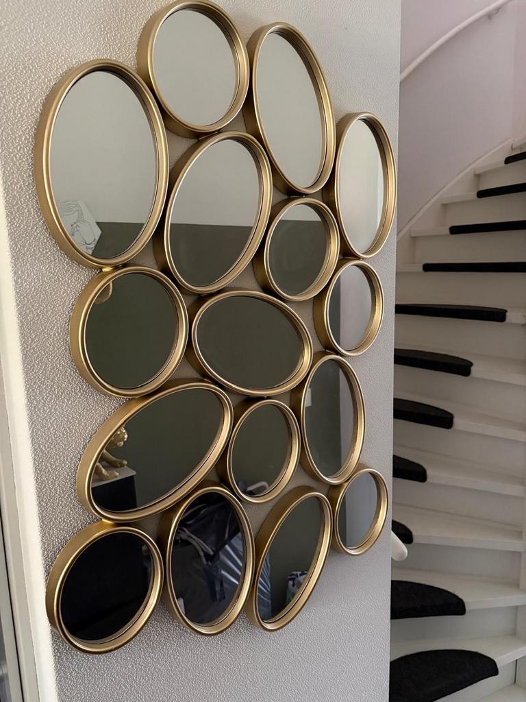 Gouden spiegelwand, Ophalen, 100 tot 150 cm, Zo goed als nieuw, 75 tot 100 cm
