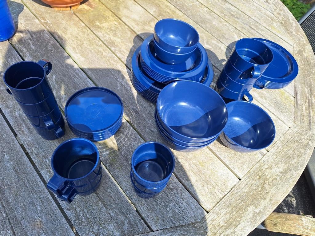 Compleet Mepal camping servies donkerblauw, Caravans en Kamperen, Kampeeraccessoires, Ophalen, Gebruikt