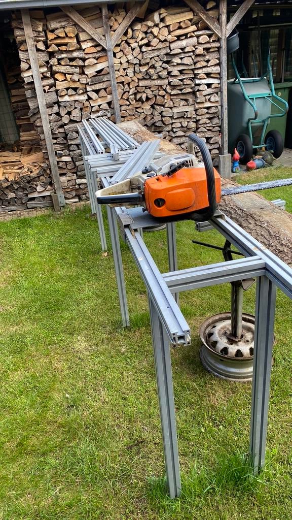 Zaagtafel voor boomstammen, Ophalen, Cirkelzaag, 70 mm of meer, Zo goed als nieuw