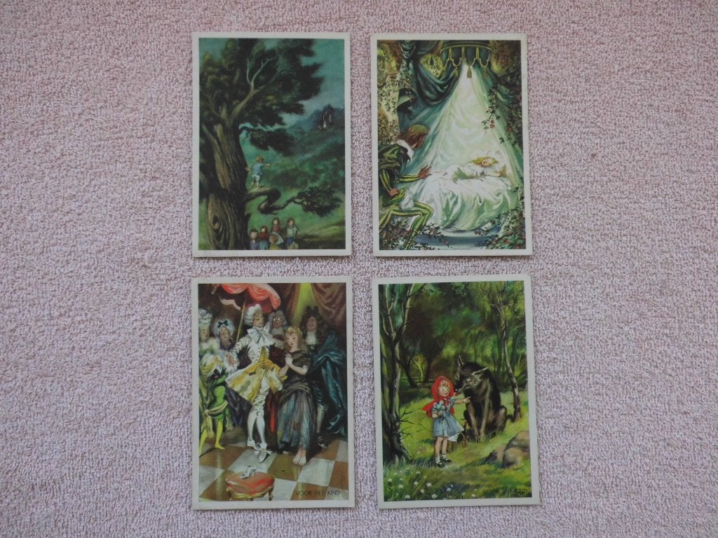 Set van 4 Sprookjes Ansichtkaarten - Ongelopen, Verzamelen, Ophalen of Verzenden, 1940 tot 1960, Ongelopen, Overige thema's