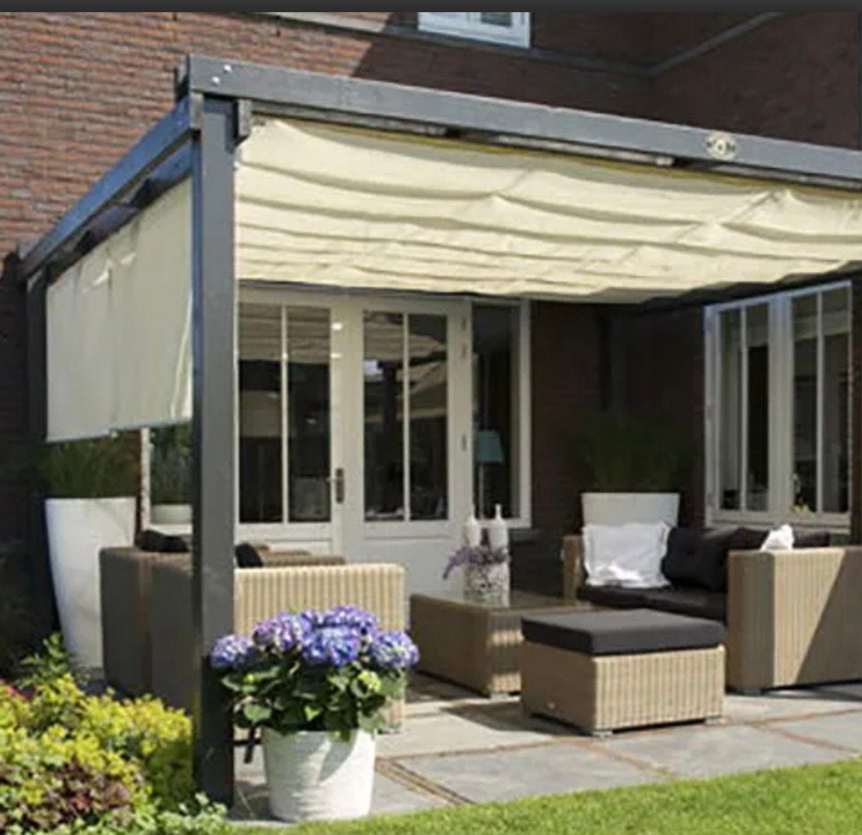 Nesling harmonica schaduwdoek nieuw 3,70 x 3,70 nieuw wit, Tuin en Terras, Verzenden, Nieuw