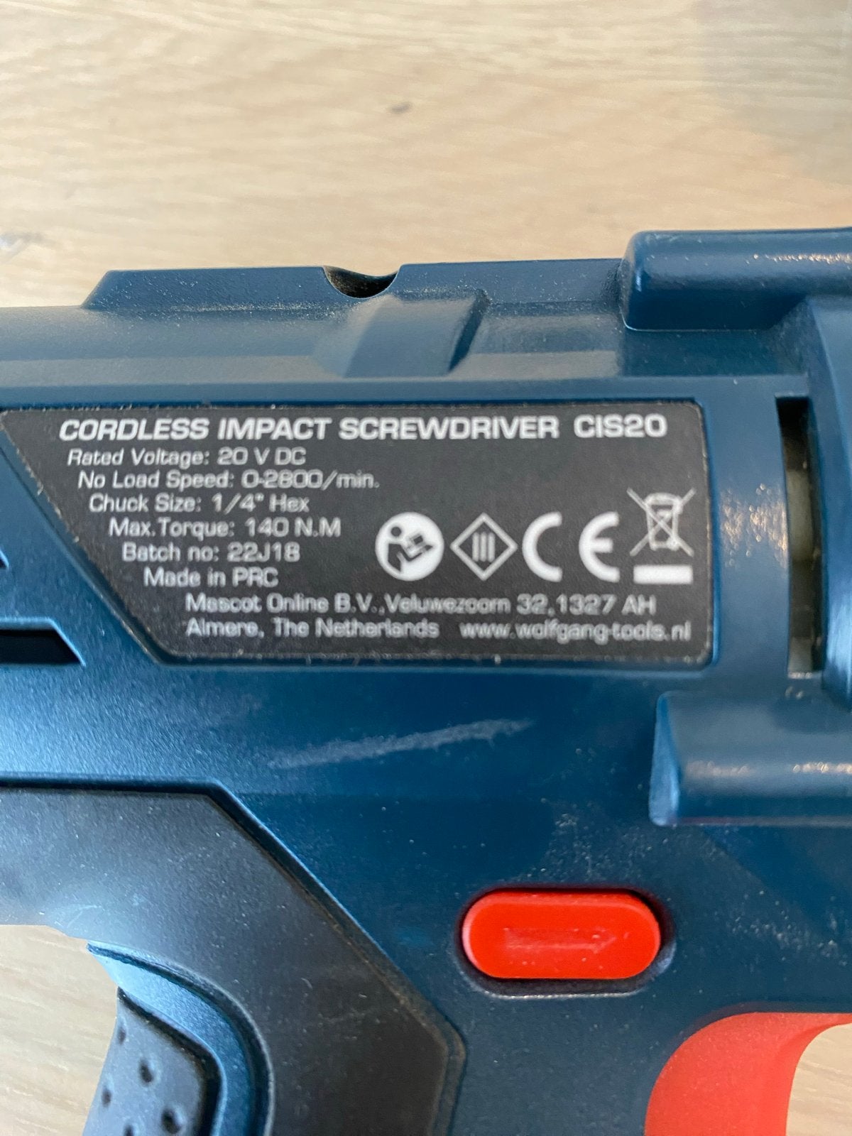 Wolfgang Tools Slagschroevendraaier CIS20 met accu en lader, Gebruikt, Variabele snelheid, Verzenden, Boor- en Schroefmachine