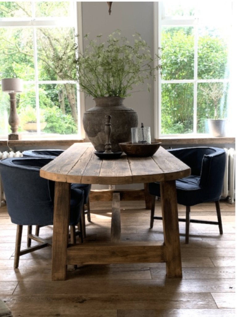 Landelijke EETTAFEL ~ ovaal,hout,oud,boerentafel ~, Huis en Inrichting, Landelijk, Rechthoekig, Nieuw, 200 cm of meer
