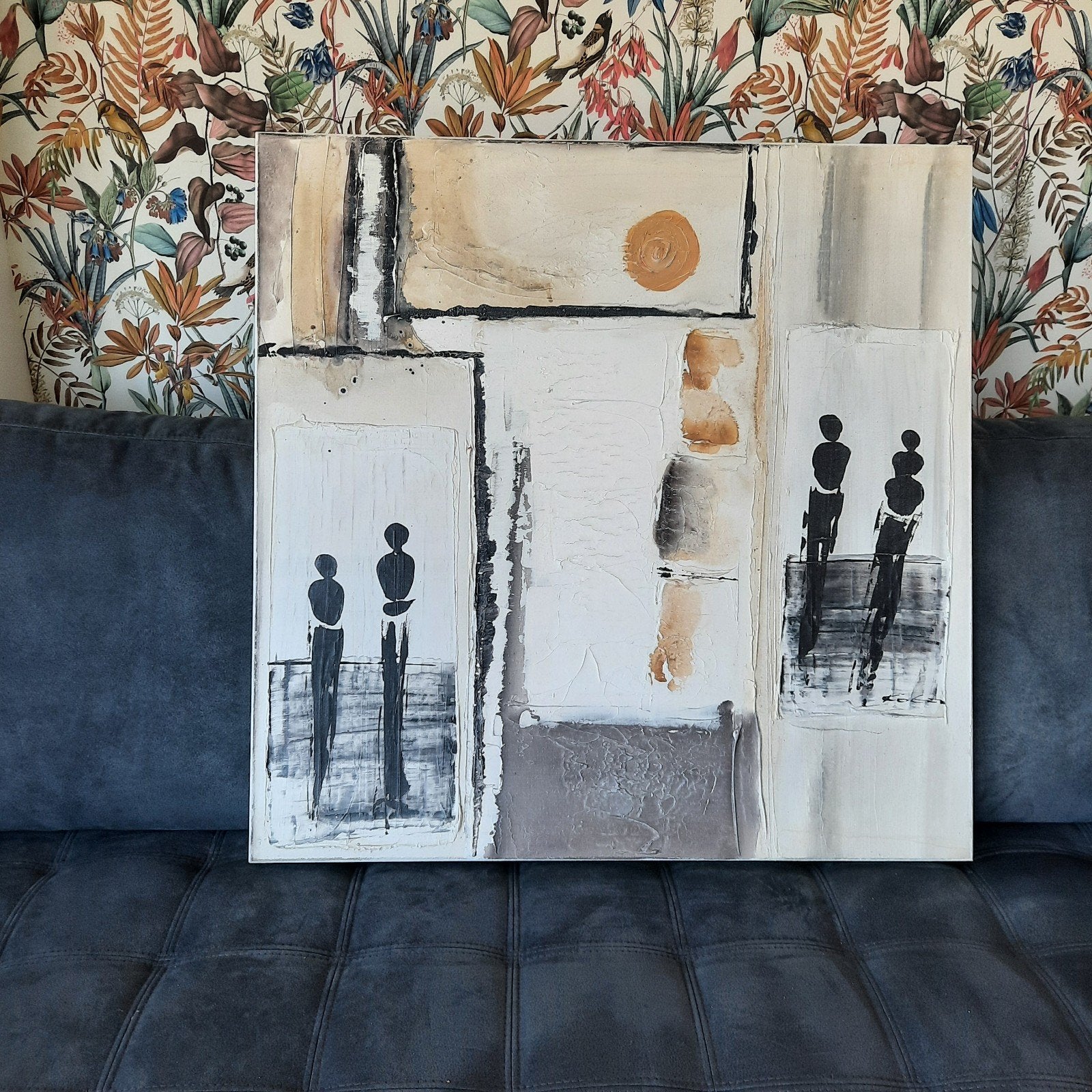 2 canvas doeken van Japanse kunstenaar met certificaat, Ophalen, Textiel, Echtheidscertificaat, Figuren