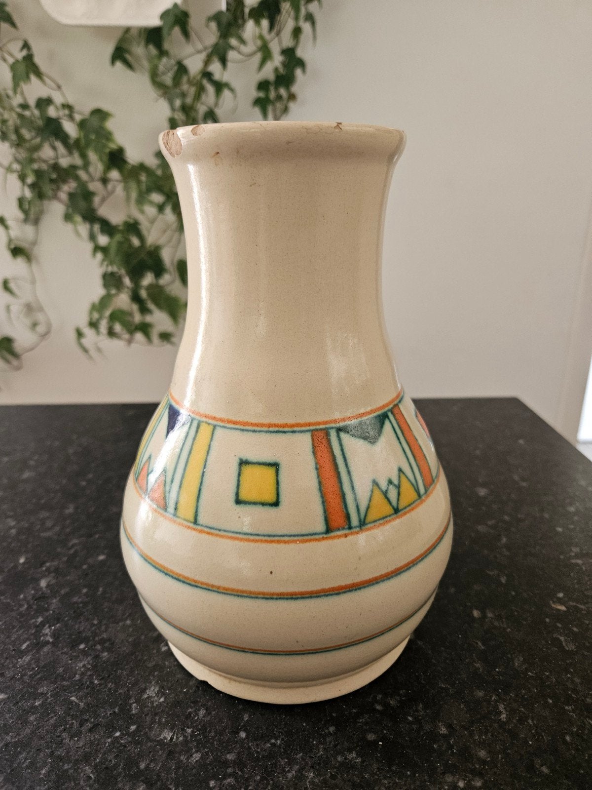 Zeldzame Velser Aardewerk Vaas - Art Deco 'blokjes'-decor, Ophalen of Verzenden