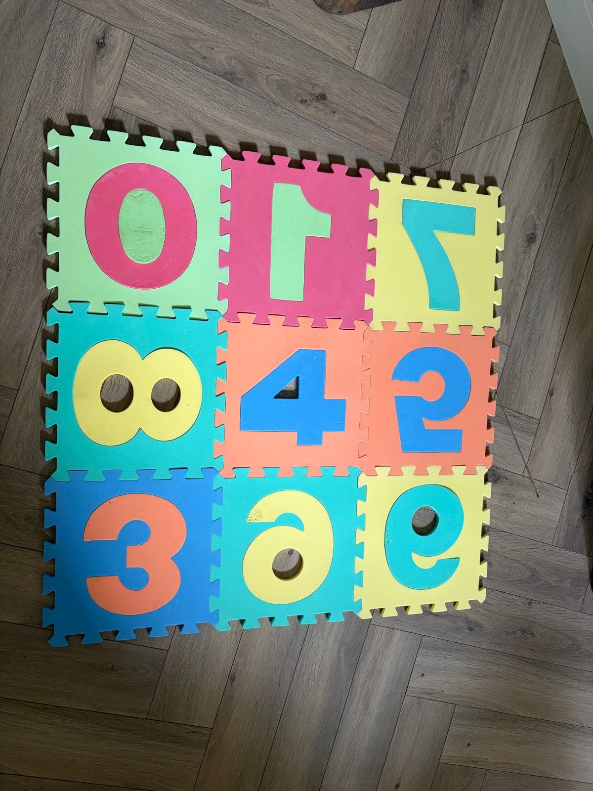 Speelgoed puzzel tegels voor kinderen - cijfers, Ophalen of Verzenden, Minder dan 10 stukjes, Gebruikt, 2 tot 4 jaar