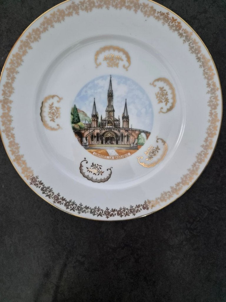 Vintage (jaren 60) porseleinen sierbord - Lourdes, Antiek en Kunst, Ophalen