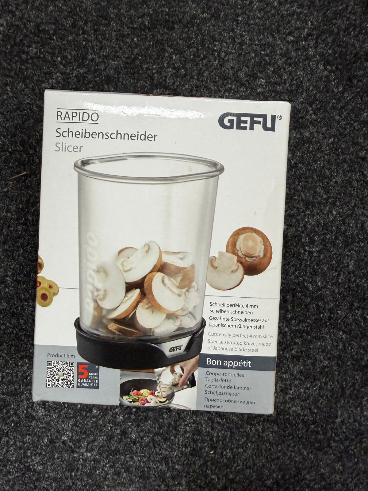 GEFU Rapido Scheibenschneider - Perfecte 4mm plakjes, Kunststof, Nieuw, Ophalen of Verzenden, Zwart
