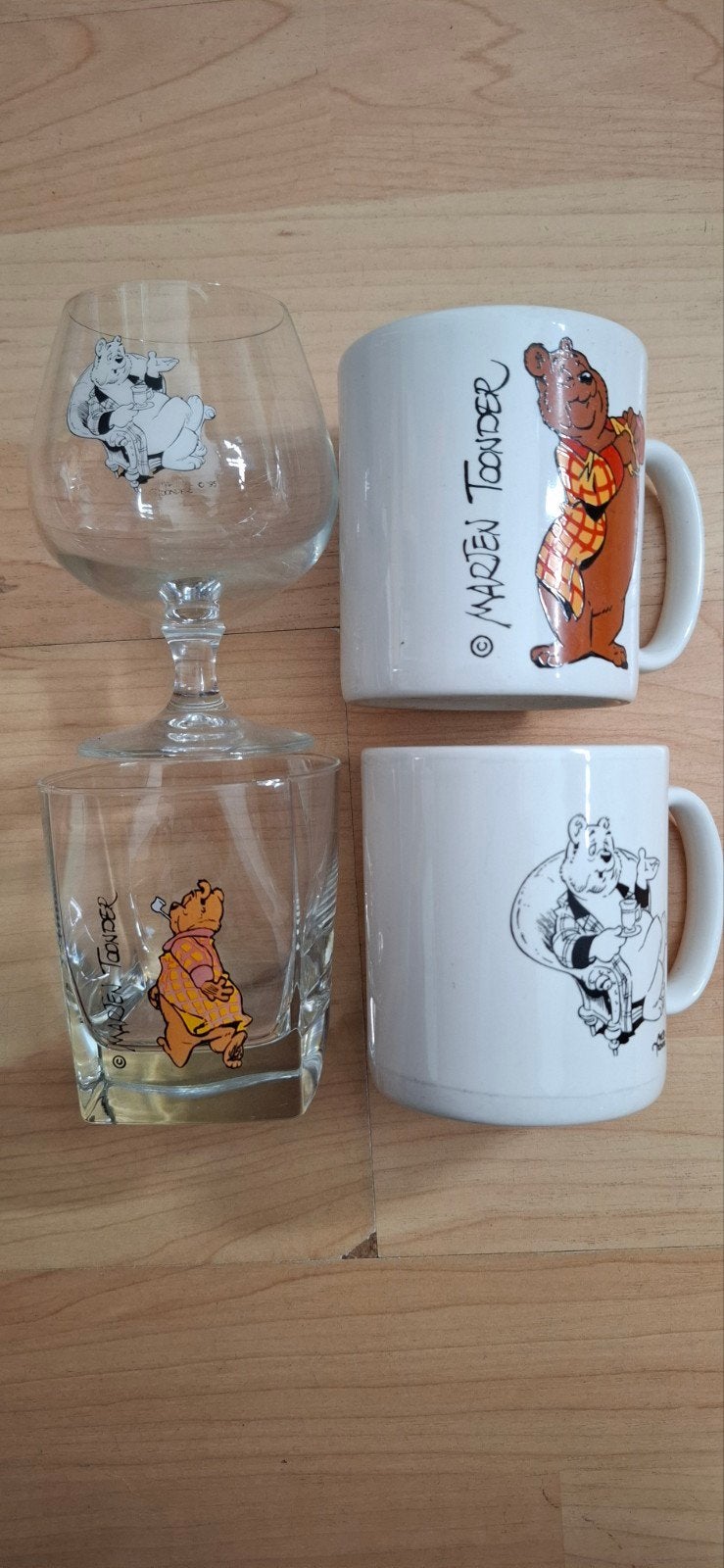 Marten Toonder glazen en mokken - Bommel en Tom Poes, Ophalen of Verzenden, Glas, Vintage, Glas of Glazen