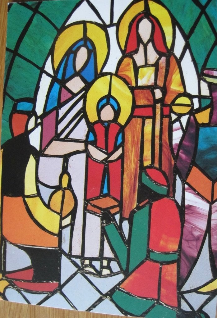 kerststal van glas in lood - ansichtkaart, Verzenden, 1980 tot heden, Gelopen, Overige thema's