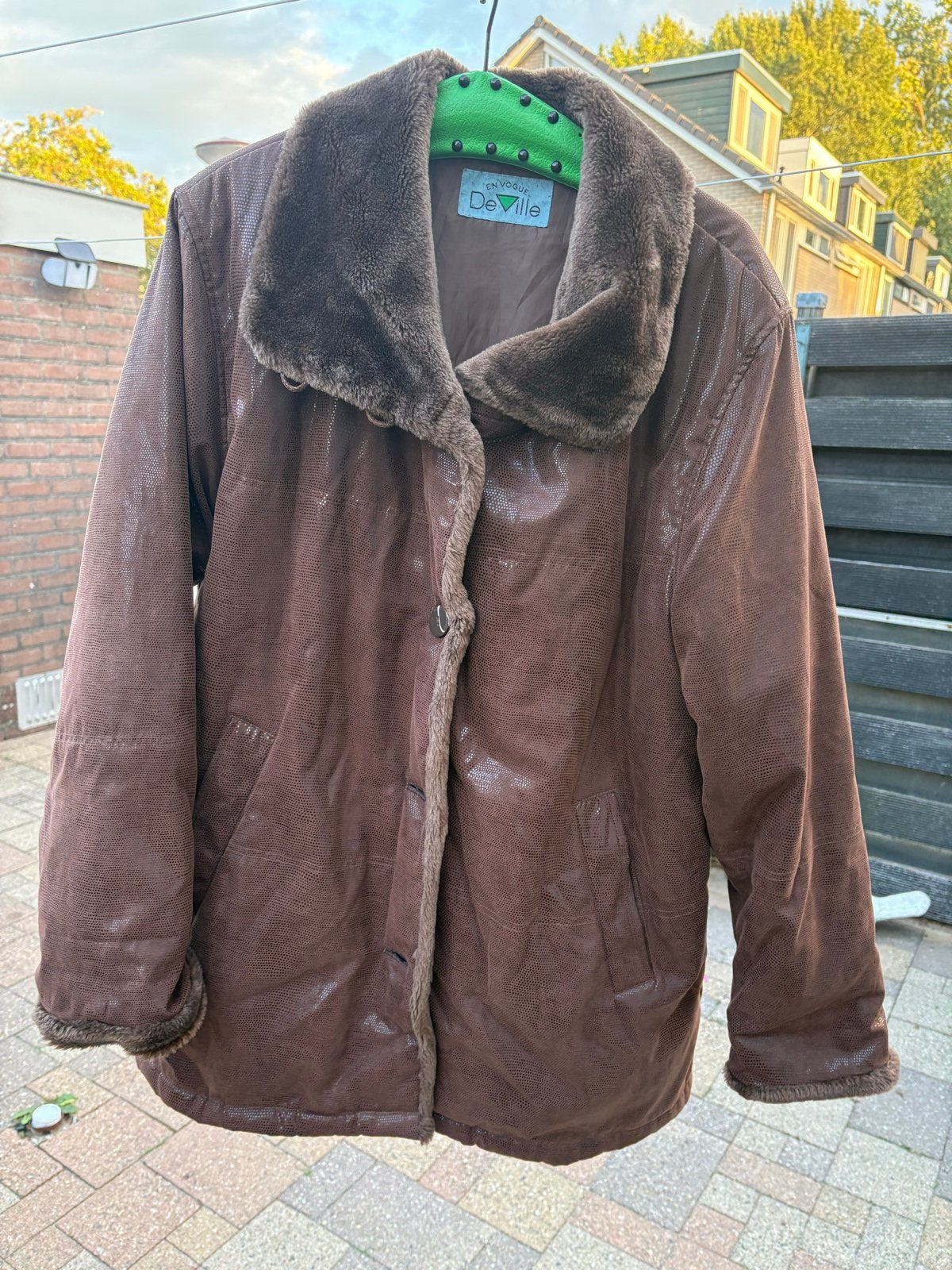 Vintage En Vogue De Ville jas met bontkraag, Ophalen of Verzenden, Gedragen, Maat 38/40 (M), Bruin