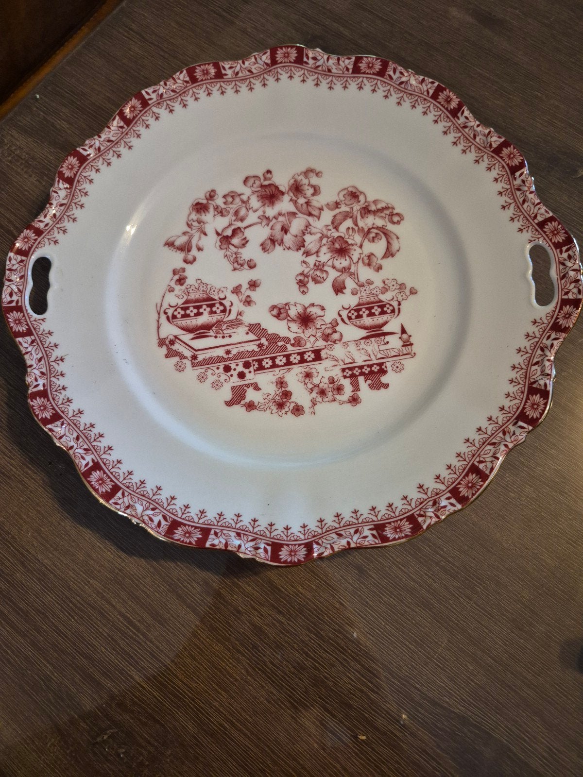 Antieke serveerschaal met rood bloemmotief, Bavaria, Antiek en Kunst, Antiek | Porselein, Ophalen