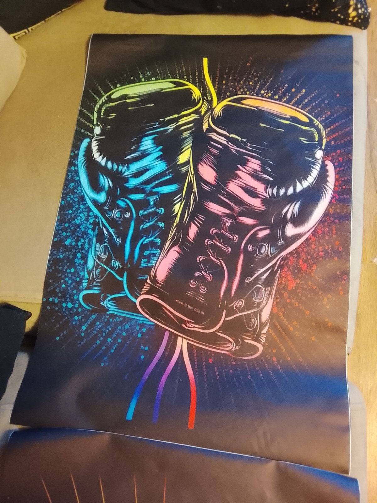 Bokshandschoenen Poster - Neon Stijl, Ophalen, 50 – 75, Nieuw, Foto of Poster