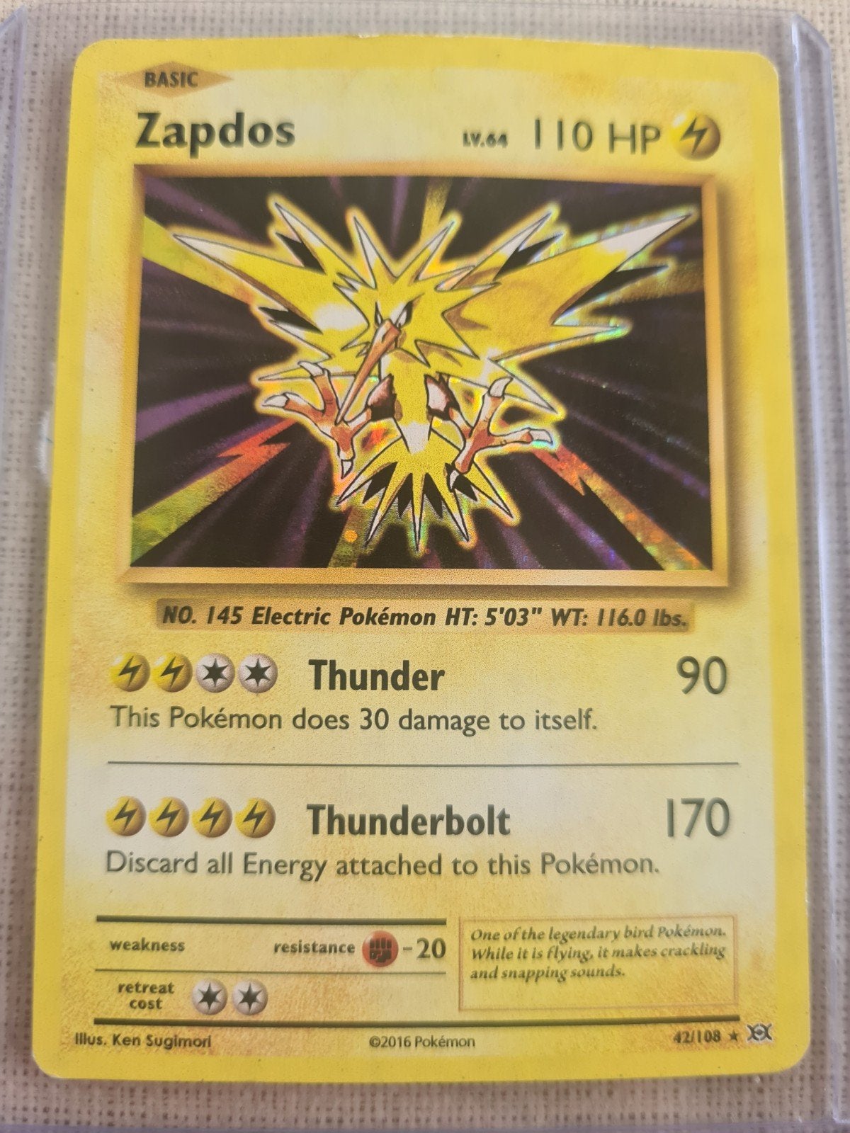 Zapdos 42/108 evolutions, Ophalen of Verzenden, Zo goed als nieuw, Losse kaart
