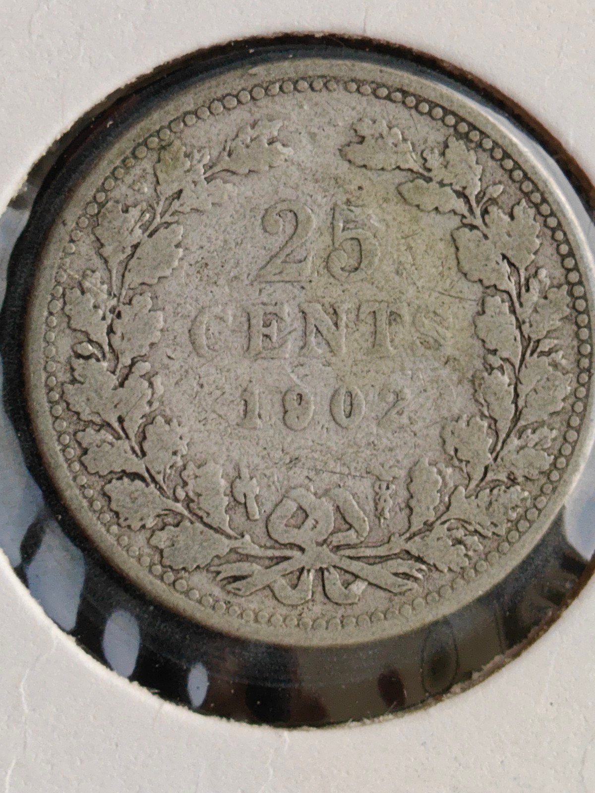 25 cent 1902 Wilhelmina - Zilveren kwartje, Zilver, 25 cent, Ophalen of Verzenden, Koningin Wilhelmina