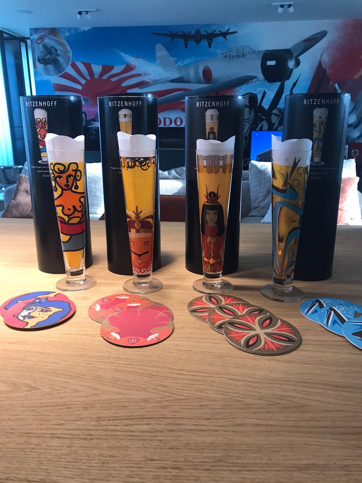 8 bierglazen RITZENHOFF, Ophalen of Verzenden, Zo goed als nieuw, Glas of Glazen, Overige merken