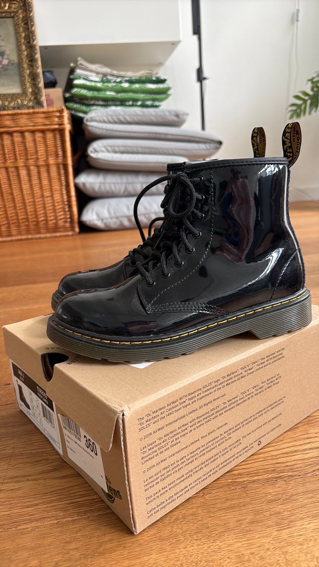 Dr. Martens 1460 J Patent Lamper Laarzen Zwart Maat 36, Ophalen of Verzenden, Zo goed als nieuw, Jongen of Meisje, Laarzen