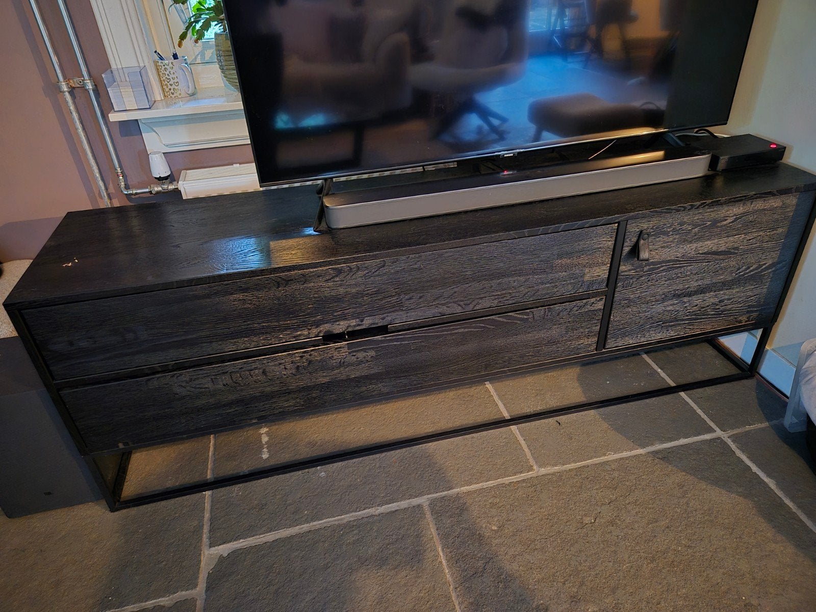 Te koop Woood Silas TV-meubel/dressoir, Ophalen, Modern, Industrieel, 150 tot 200 cm, Zo goed als nieuw