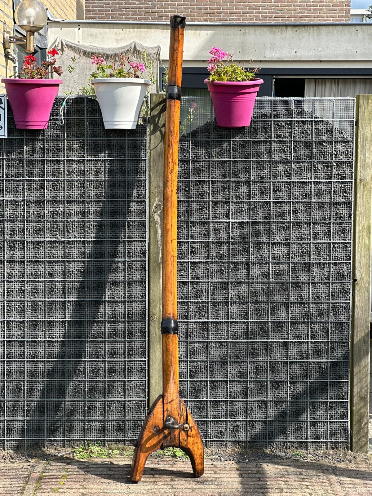 Prachtige & unieke antieke houten gaffel lengte: 210cm, Verzamelen, Scheepvaart, Ophalen, Gebruikt, Overige typen