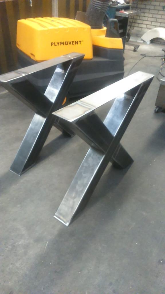 Stalen X poten zwart voor eettafel of salontafel, Ophalen, Tafelpoot, 50 tot 100 cm, Nieuw
