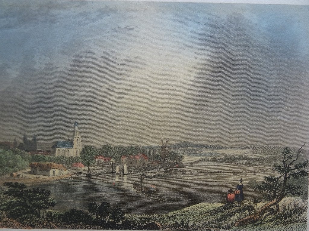 staalgravure zicht op Arnhem met Eusebiuskerk, Barber, 1825, 1800 - 1899, Verzenden, Stadsgezicht, Gravure