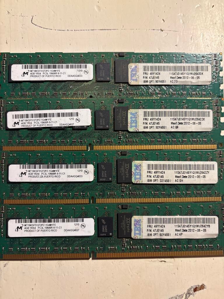 4x 4GB DDR3 RAM Geheugenmodules (Totaal 16GB), Gebruikt, Server, DDR3, Ophalen of Verzenden