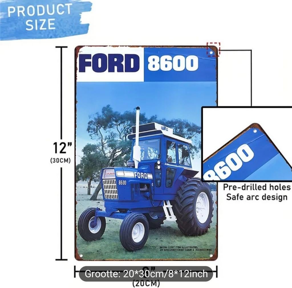 Metalen wandbord Ford 8600 tractor, Ophalen of Verzenden, Nieuw, Overige typen