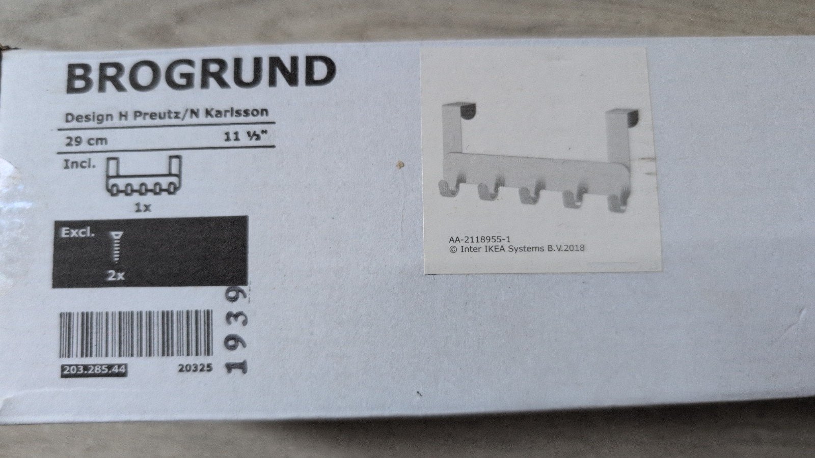 IKEA BROGRUND Wandkapstok 29 cm - Nieuw in verpakking, Ophalen of Verzenden, Nieuw, Wandkapstok, Minder dan 100 cm