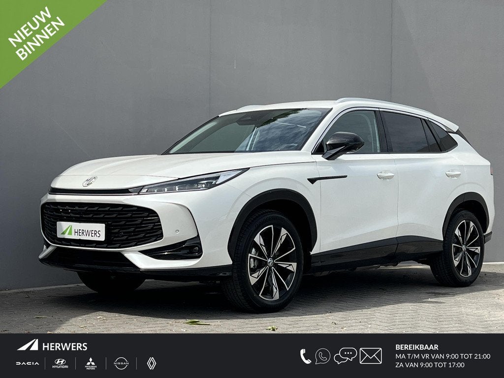 MG HS 1.5 Full Hybrid+ Luxury / Fabrieksgarantie tot 12-2032, Auto's, MG, Gebruikt, 4 cilinders, Wit, Bedrijf
