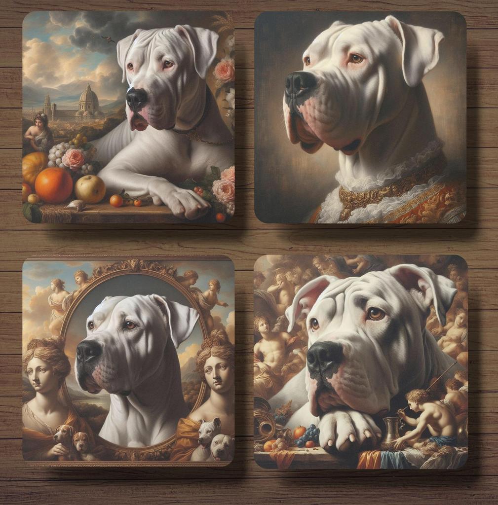 Argentijnse Dog Barok onderzetters met houder, Ophalen of Verzenden, Nieuw, Glas of Kopje