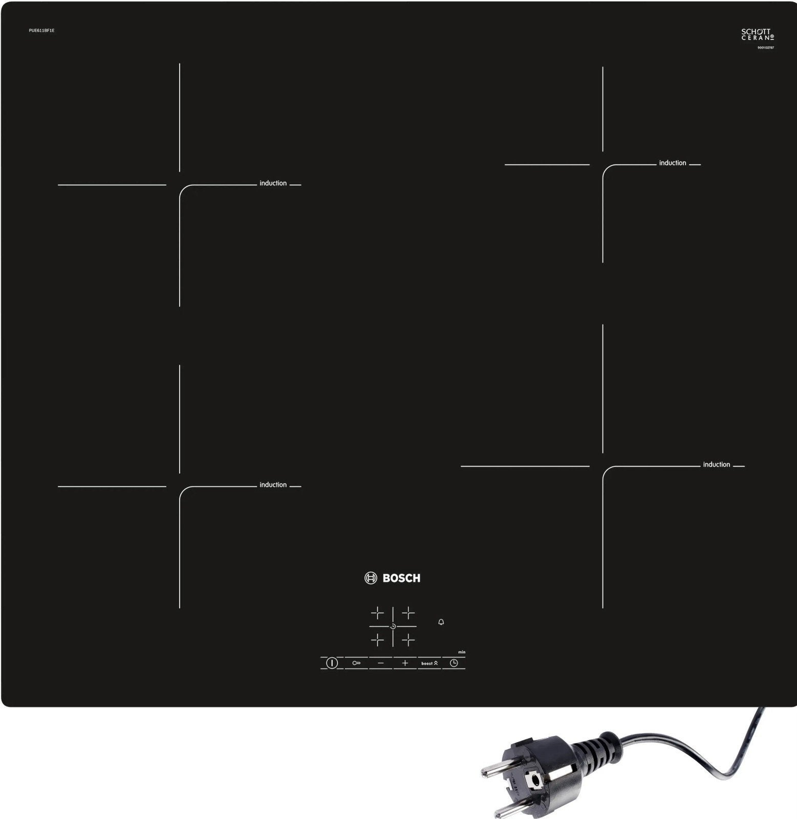 Bosch inductiekookplaat 220/230v 1fase, Witgoed en Apparatuur, Kookplaten, Ophalen, 4 kookzones, Zo goed als nieuw, Inbouw