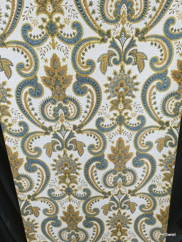12641 Paisley behang in jeansblauw en beige swiet, Huis en Inrichting, Ophalen of Verzenden, Beige