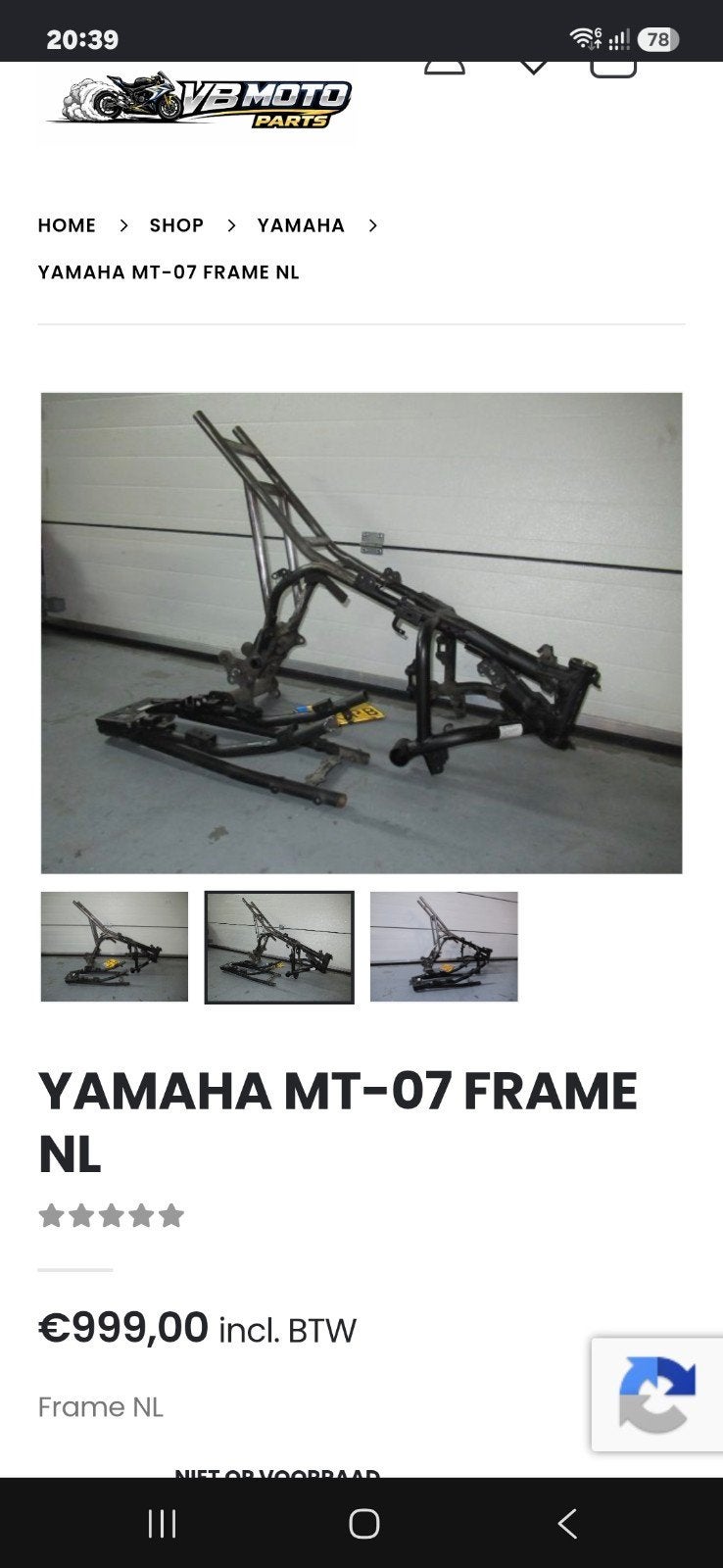 Gezocht: Yamaha MT-07 Frame (2014-2016) met NL kenteken, Ophalen of Verzenden, Gebruikt