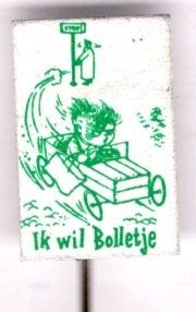 Ik wil Bolletje zeepkisten race blik speldje ( T_100), Verzenden, Zo goed als nieuw, Merk, Speldje of Pin