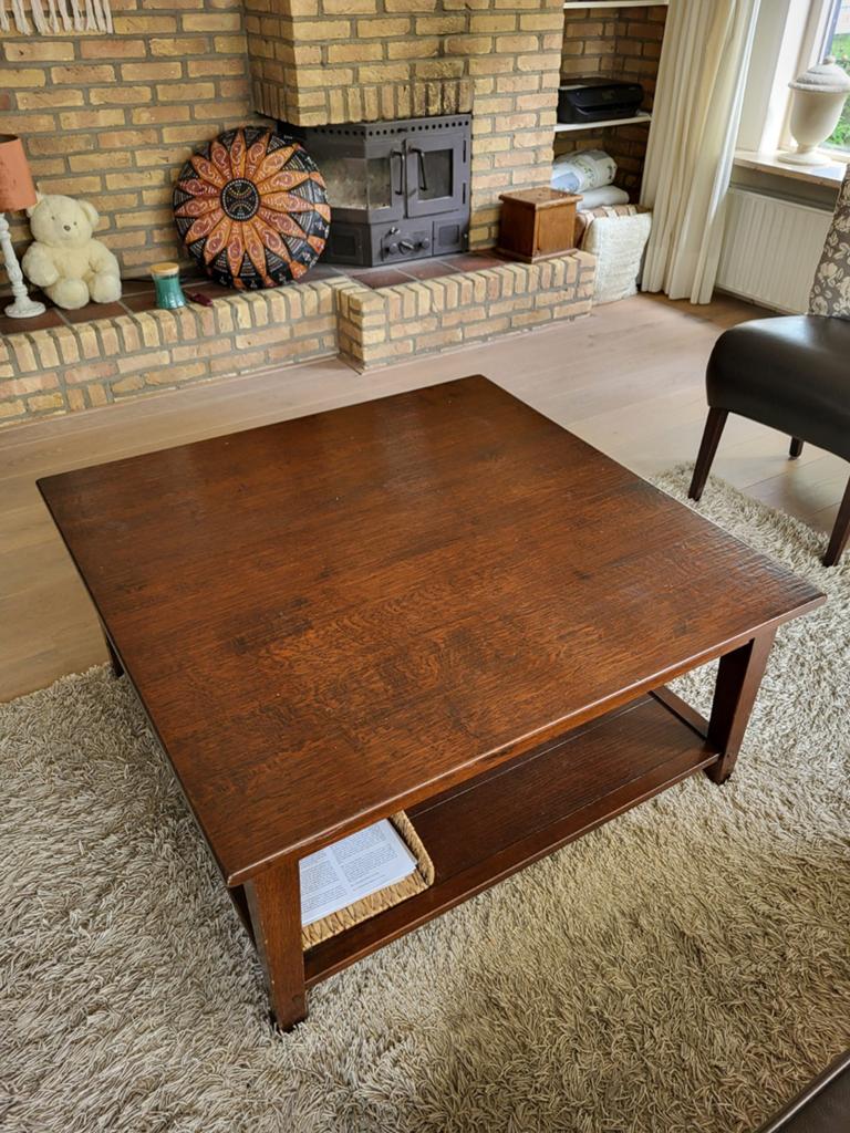 Salontafel vierkant, Huis en Inrichting, Tafels | Salontafels, Ophalen, Gebruikt, 50 tot 100 cm, Koloniaal