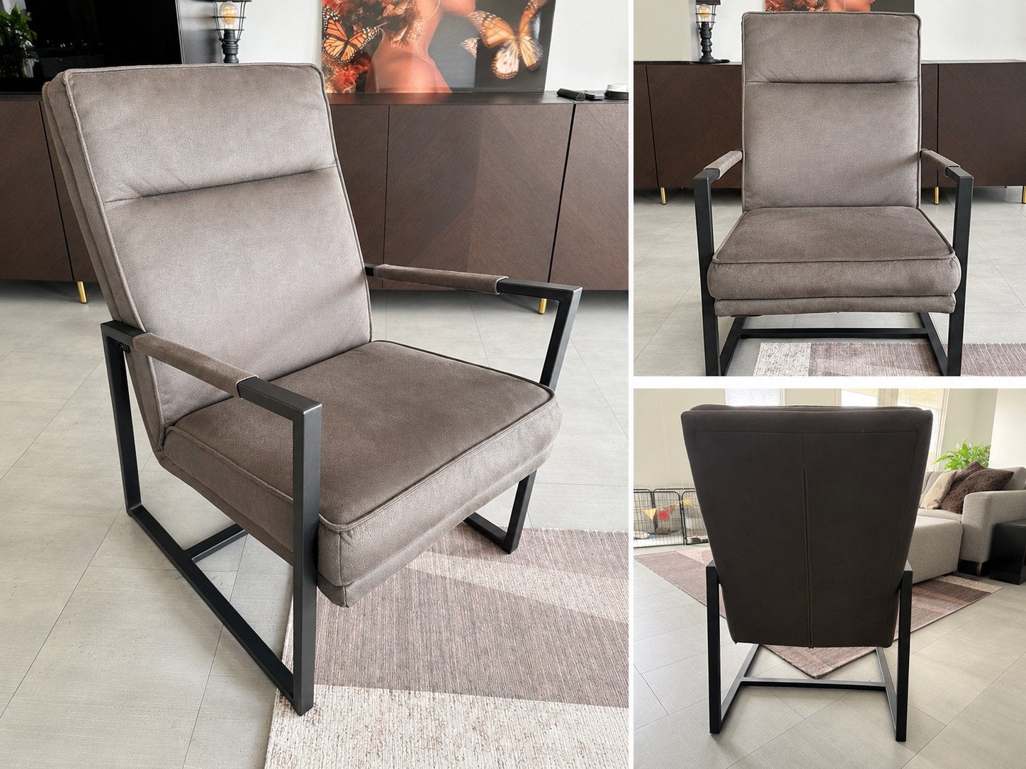Stoere fauteuil / lounge stoel industrieel design, Ophalen, Zo goed als nieuw, Bruin, Eén