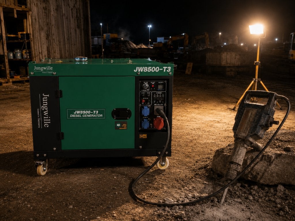 Jungwille JW8500-T3 Dieselgenerator 8,5kVA -80%, Ophalen, Dieselolie, Nieuw, Geluidgedempt
