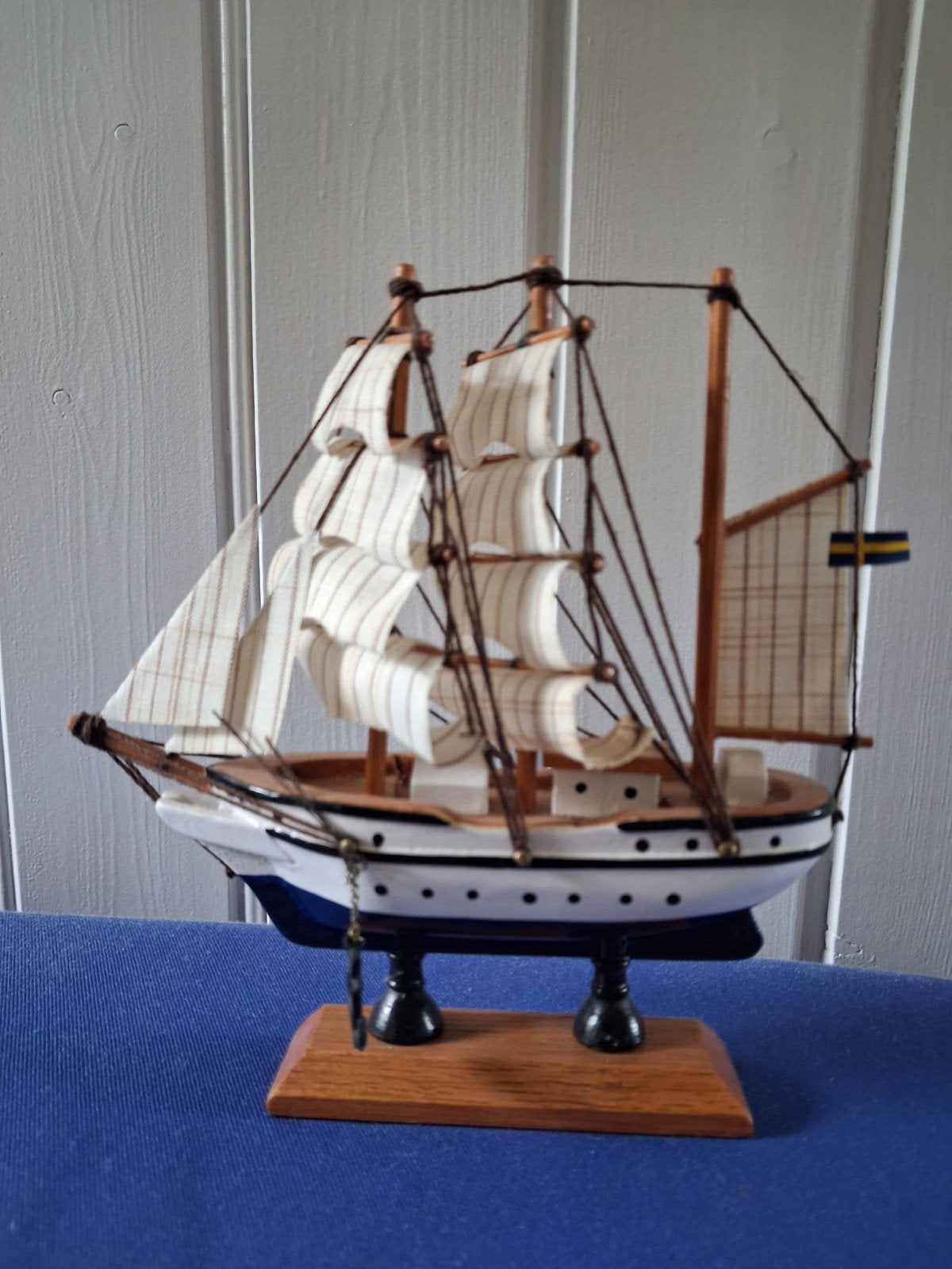 Vintage miniatuur scheepsmodel driemaster zeilschip, Ophalen