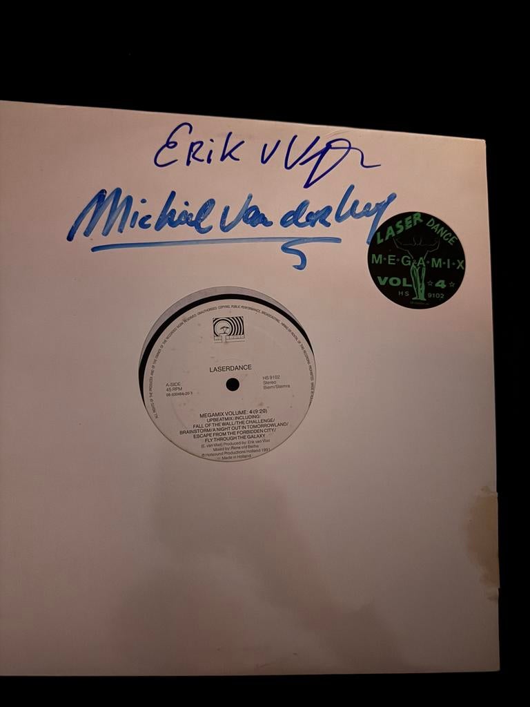 Laserdance-Megamix Vol:4 Orginele Handtekening Erik &Michiel, Originele persing, Ophalen of Verzenden, Zo goed als nieuw, 12 inch