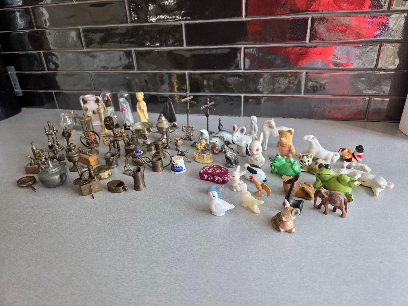 Grote collectie miniatuur beeldjes letterbak, Ophalen of Verzenden, Gebruikt