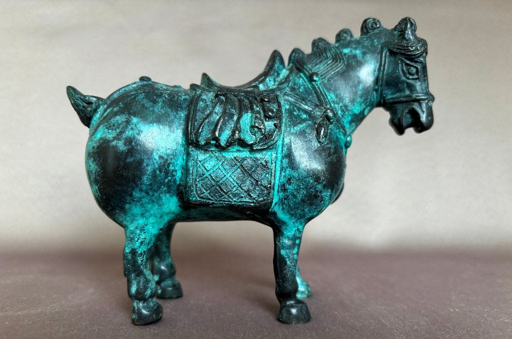 Bronzen paard, Ophalen of Verzenden, 20 - 50 cm, Azië, Overige stijlen
