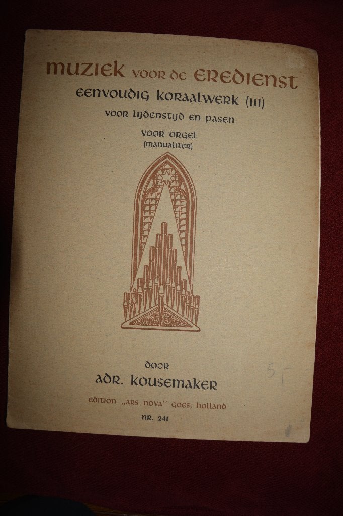 orgel muziek voor de eredienst, nr 241 Adr. Kousemaker, Ophalen of Verzenden, Gelezen, Instrument, Adr. Kousemaker