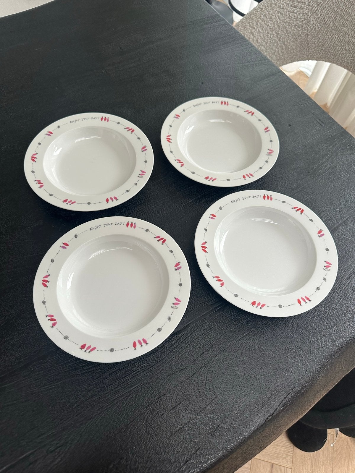 Set van 4 Mepal Rosti Margriet diepe melamine borden, Huis en Inrichting, Keuken | Servies, Overige materialen, Gebruikt, Ophalen of Verzenden