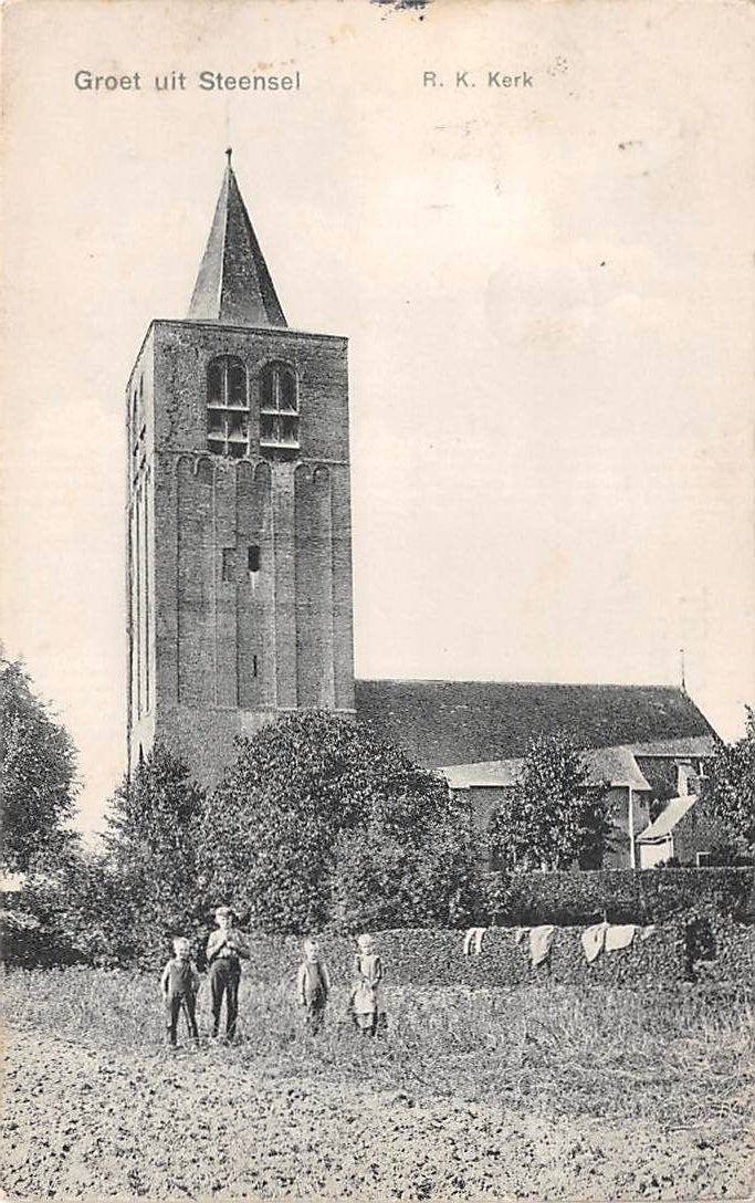 Groet uit Steensel St. Lucia Kerk Eersel, Verzenden, Voor 1920, Gelopen, Noord-Brabant