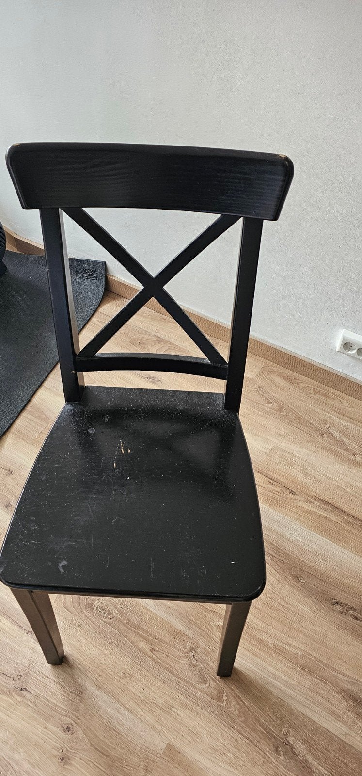 3 zwarte IKEA Ingolf eetkamerstoelen, Huis en Inrichting, Ophalen, Gebruikt, Drie, Zwart