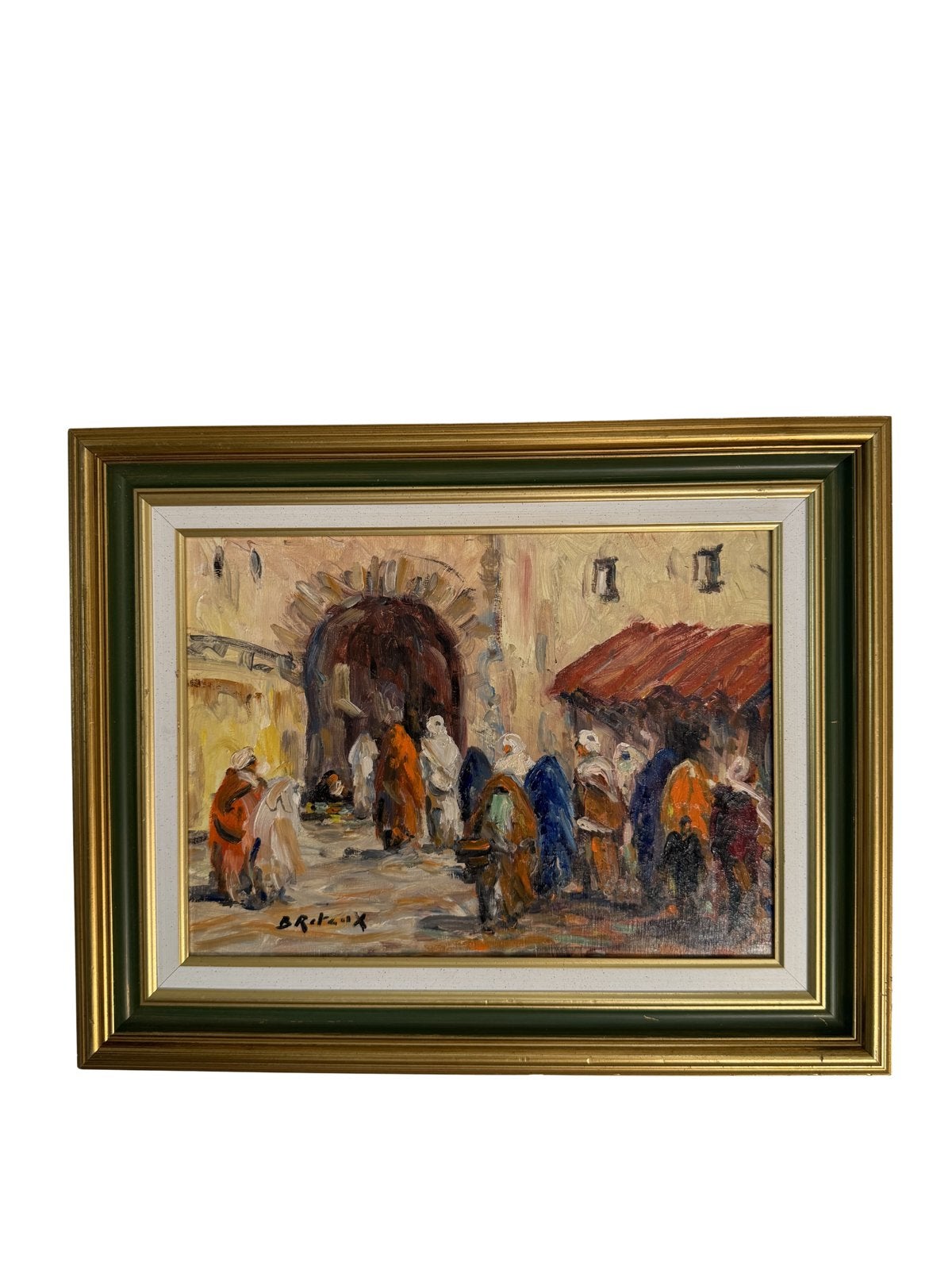 Schilderij Bruno Retaux (1907-1988) - Rue à Marrakech. Maroc, Antiek en Kunst, Kunst | Schilderijen | Klassiek, Ophalen of Verzenden