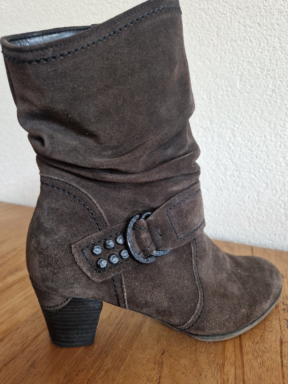 Gabor bruin suède laarsje, maat 38-39, hak 6 cm, Gabor, Ophalen of Verzenden