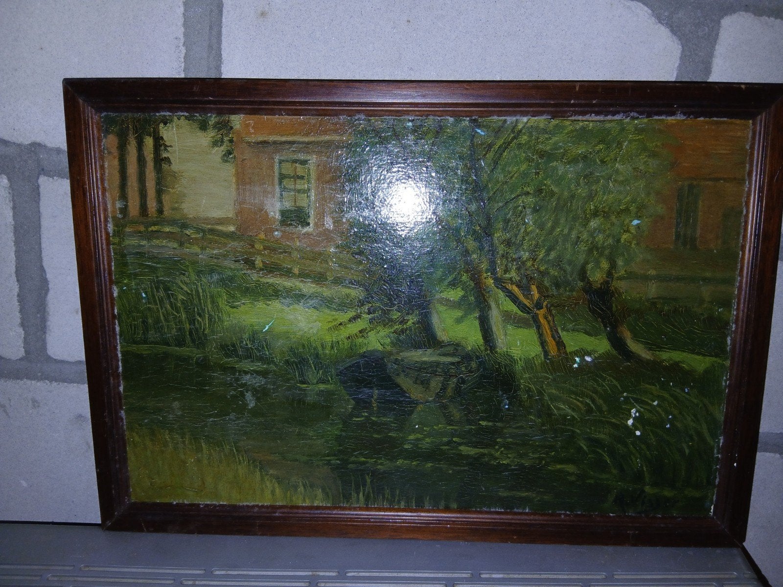 Olieverf Schilderij Landschap Gesigneerd A. Visser, Ophalen of Verzenden, Gesigneerd, Olieverf, Landschap